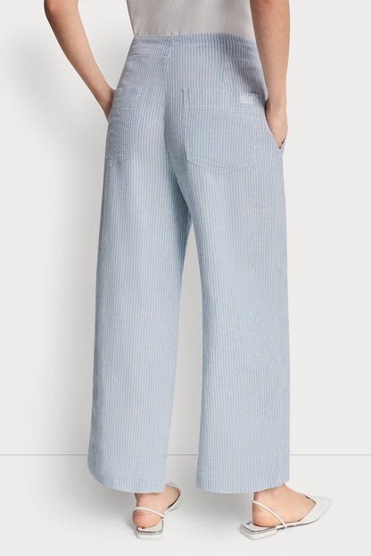 CROPPED WIDE LEG LINEN-BLEND PANTS Lex Pebble | DKNY