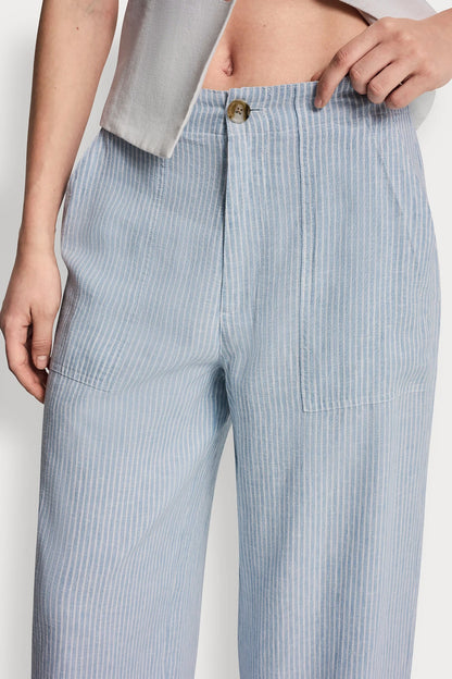 CROPPED WIDE LEG LINEN-BLEND PANTS Lex Pebble | DKNY