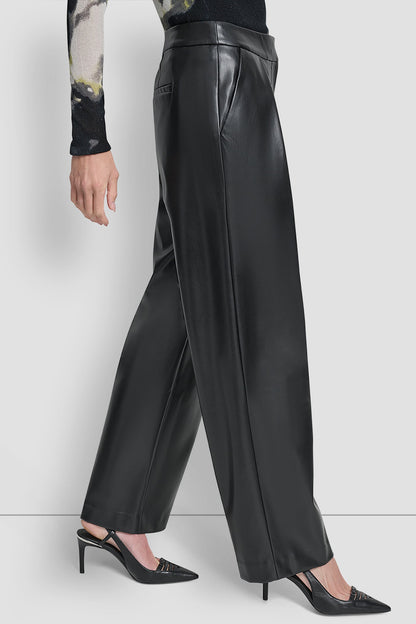 WIDE LEG PLEAT FRONT PANT Black | DKNY