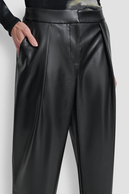 WIDE LEG PLEAT FRONT PANT Black | DKNY