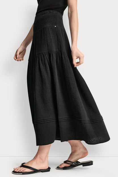SMOCKED WAIST MAXI TIERED SKIRT Mineral | DKNY