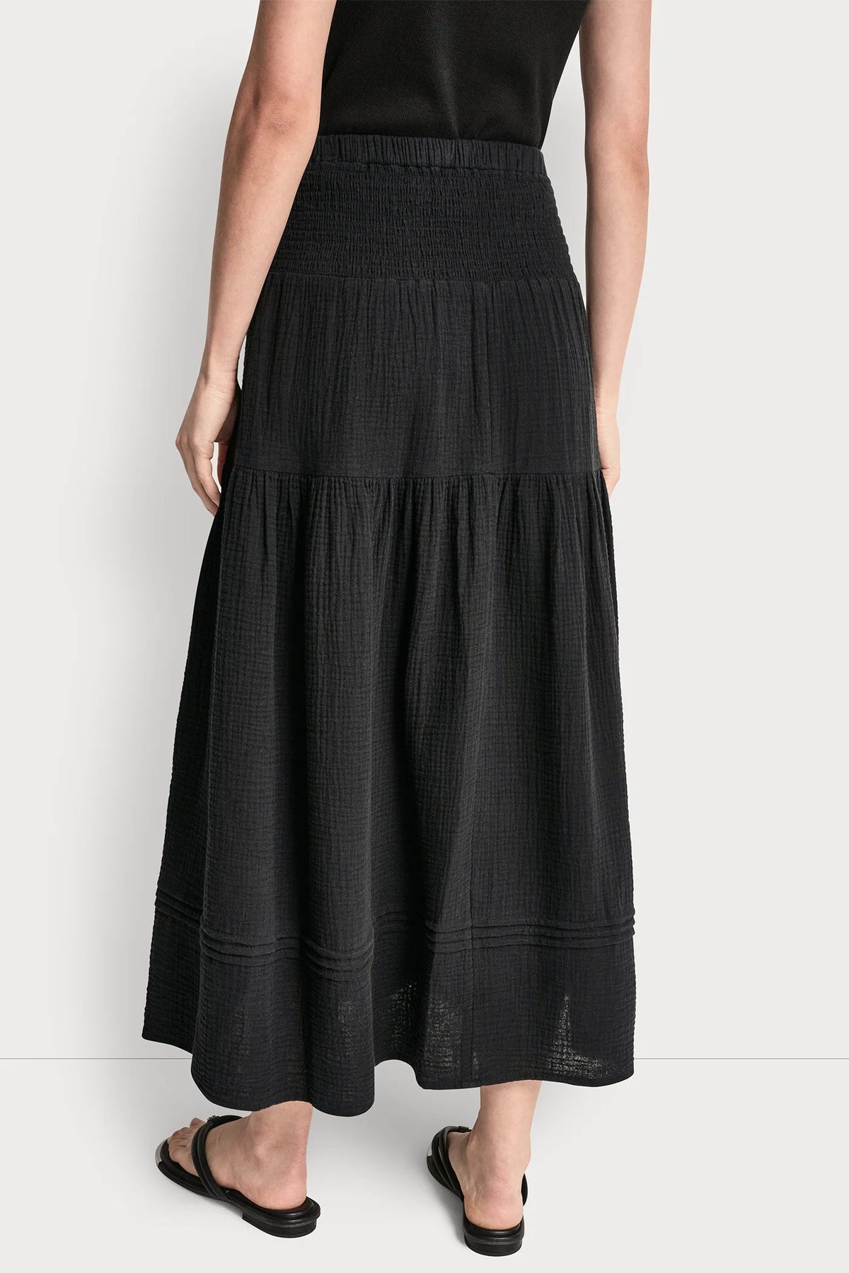 SMOCKED WAIST MAXI TIERED SKIRT Mineral | DKNY