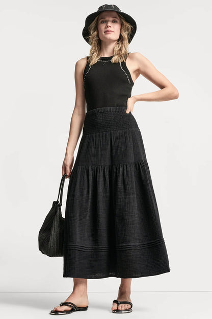 SMOCKED WAIST MAXI TIERED SKIRT Mineral | DKNY