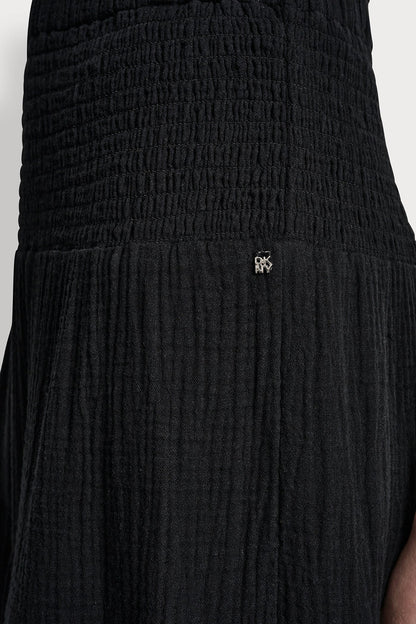 SMOCKED WAIST MAXI TIERED SKIRT Mineral | DKNY