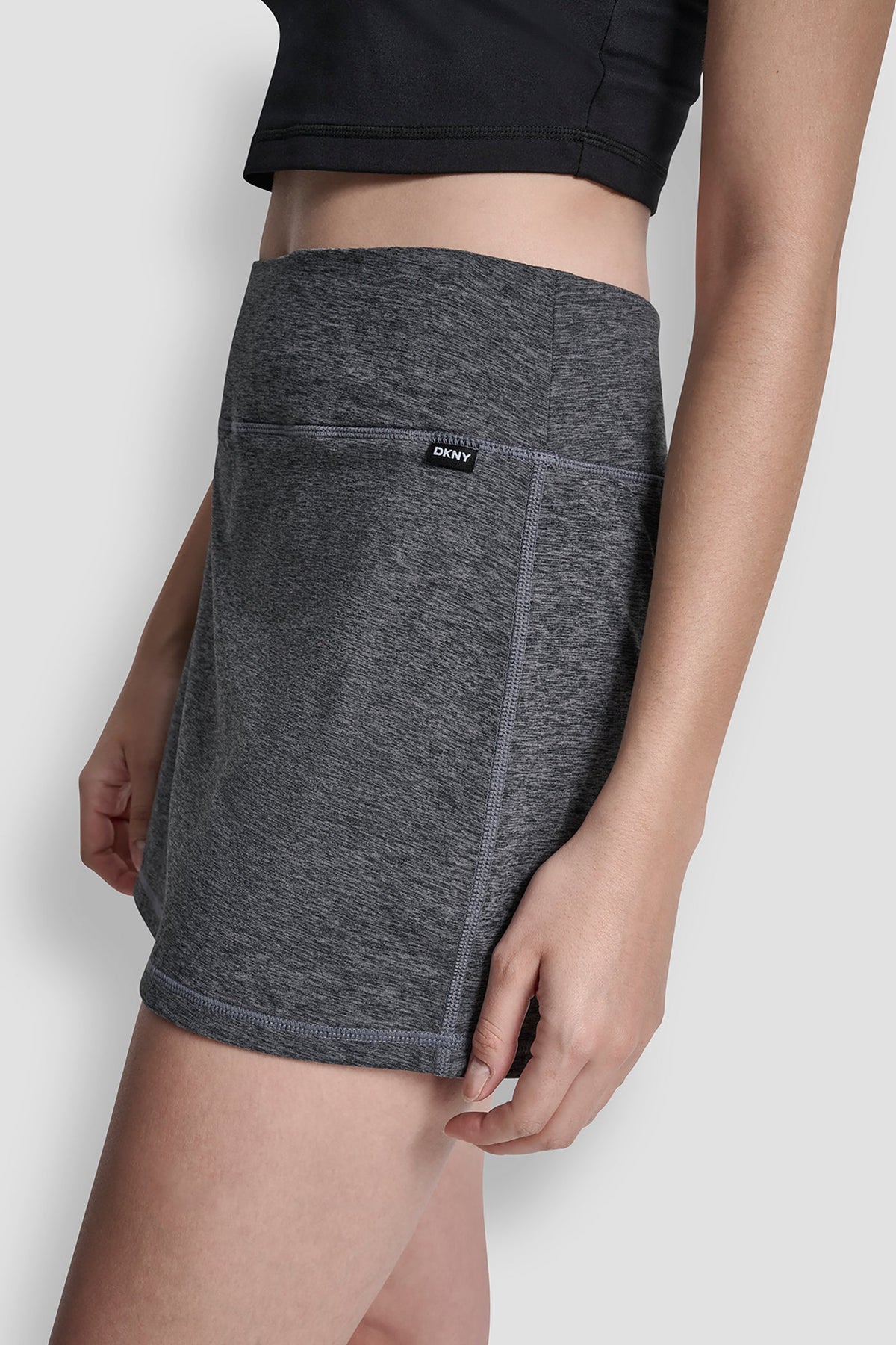 SPACEDYE SKORT WITH BUILT IN BIKE SHORT Black Space Dye | DKNY