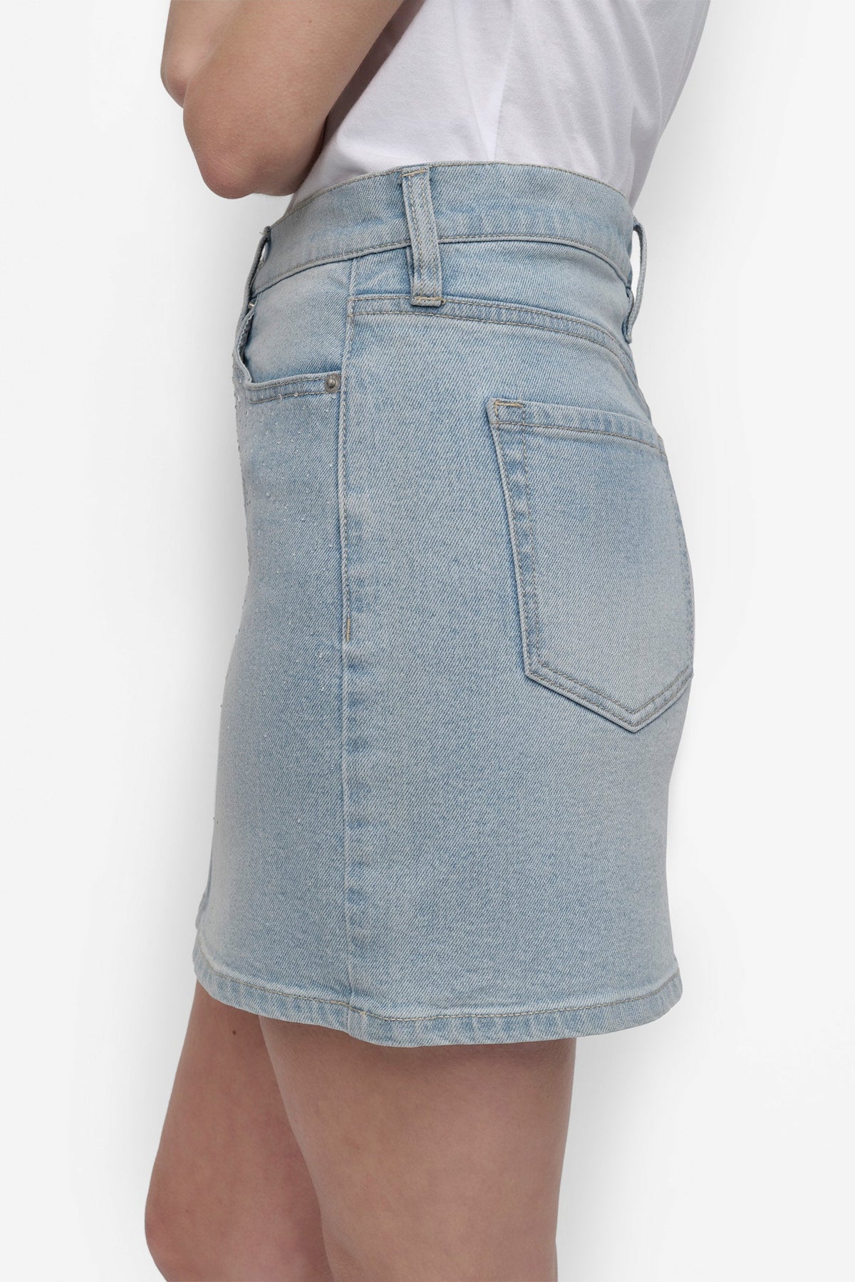MINI SKIRT WITH RHINESTONE EMBELLISHMENT HEAT WAVE | DKNY