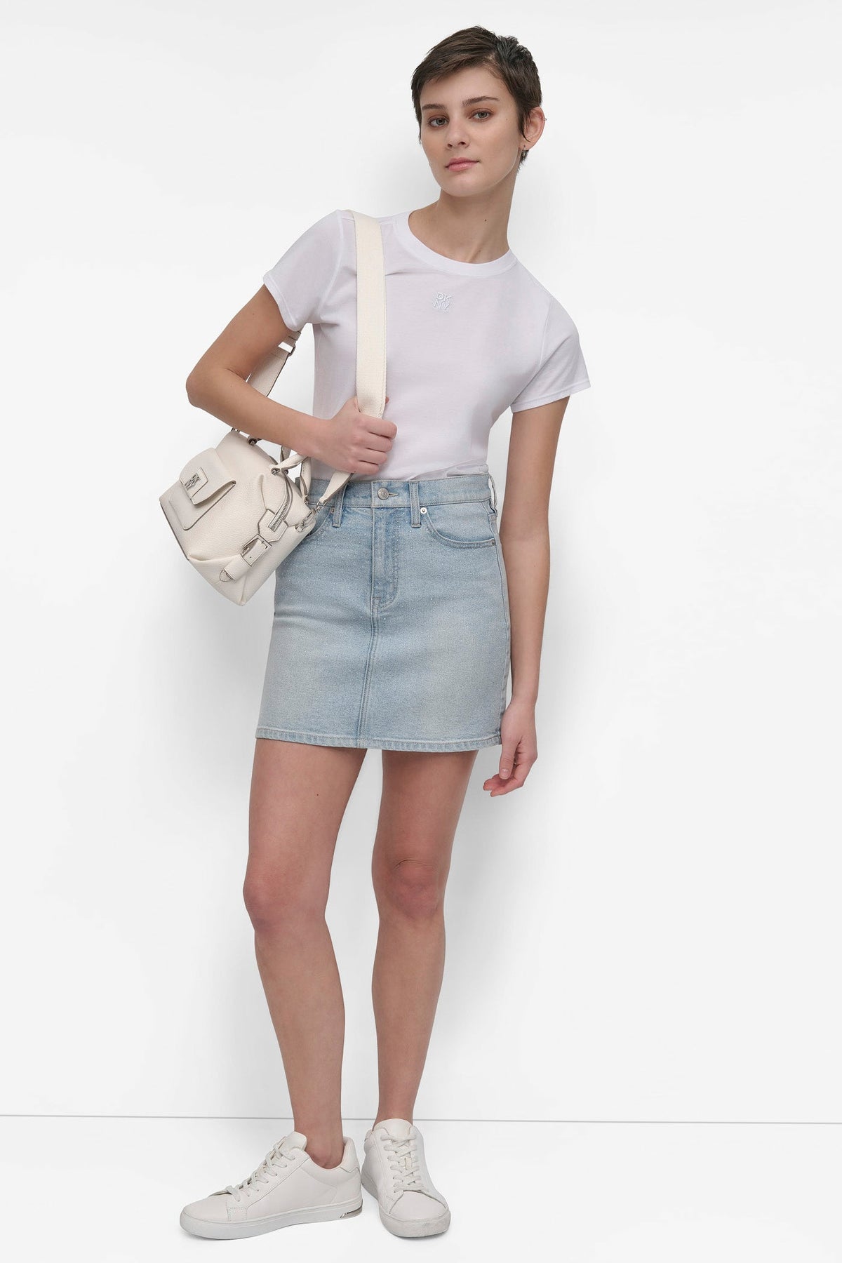 MINI SKIRT WITH RHINESTONE EMBELLISHMENT HEAT WAVE | DKNY