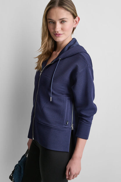 TECH OTTOMAN FULL ZIP HOODIE Peacoat | DKNY