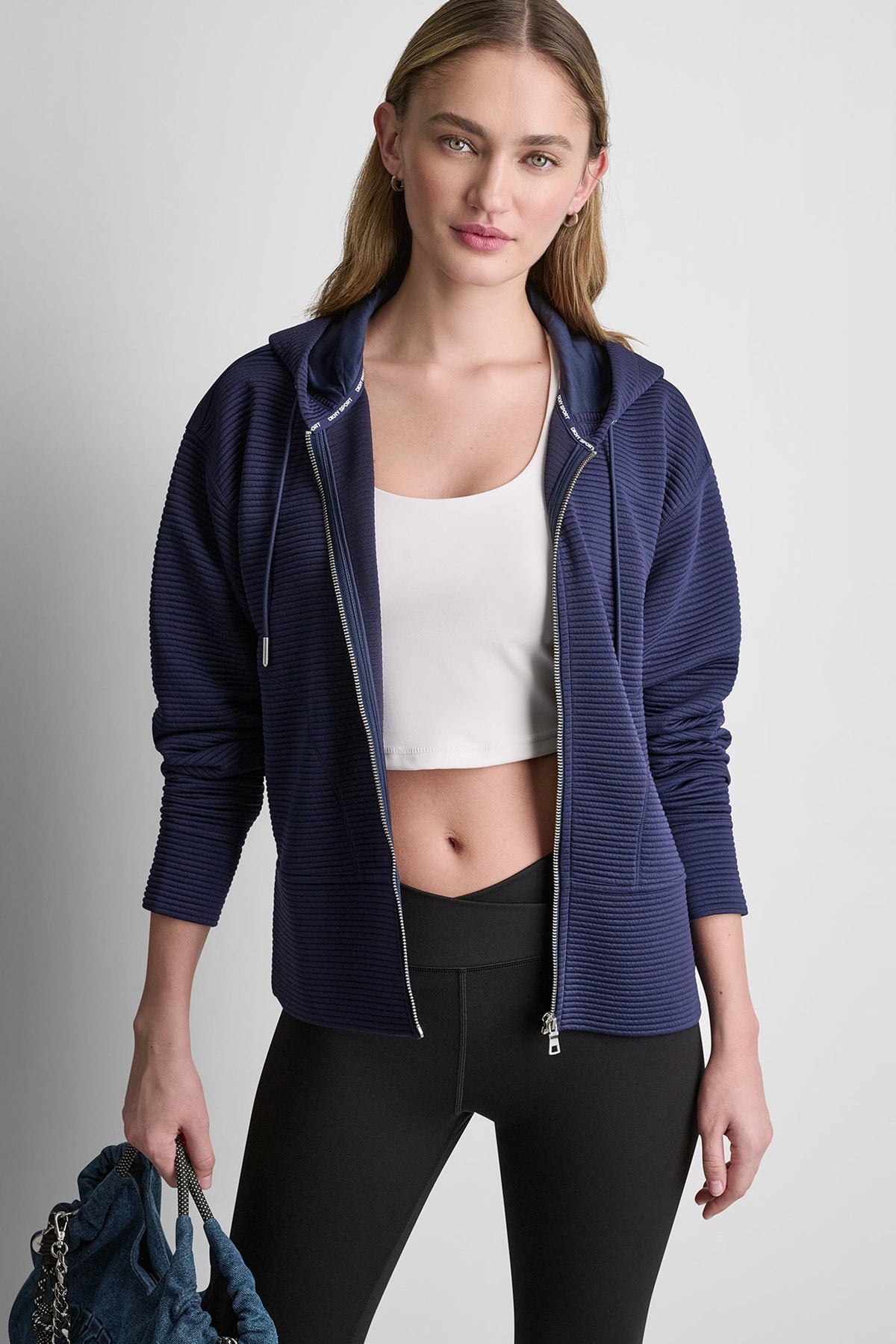 TECH OTTOMAN FULL ZIP HOODIE Peacoat | DKNY
