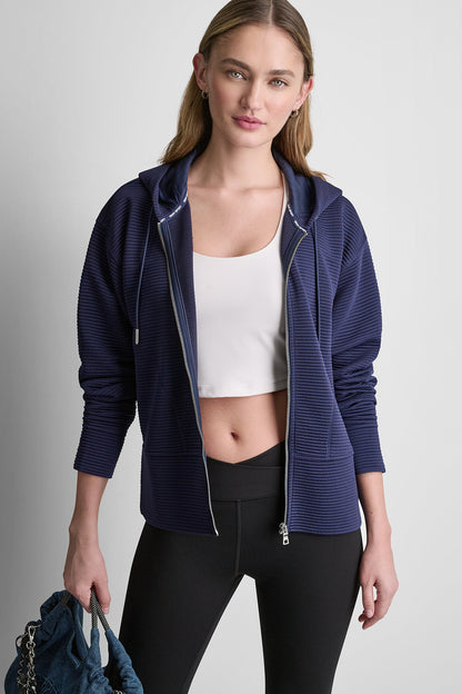 TECH OTTOMAN FULL ZIP HOODIE Peacoat | DKNY