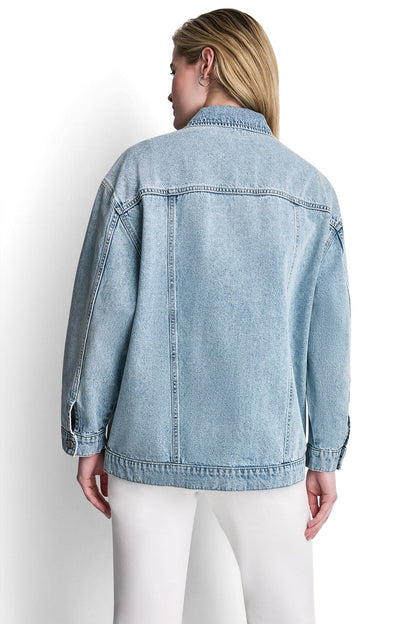 OVERSIZED DENIM TRUCKER JACKET WITH STUDS Cliff | DKNY