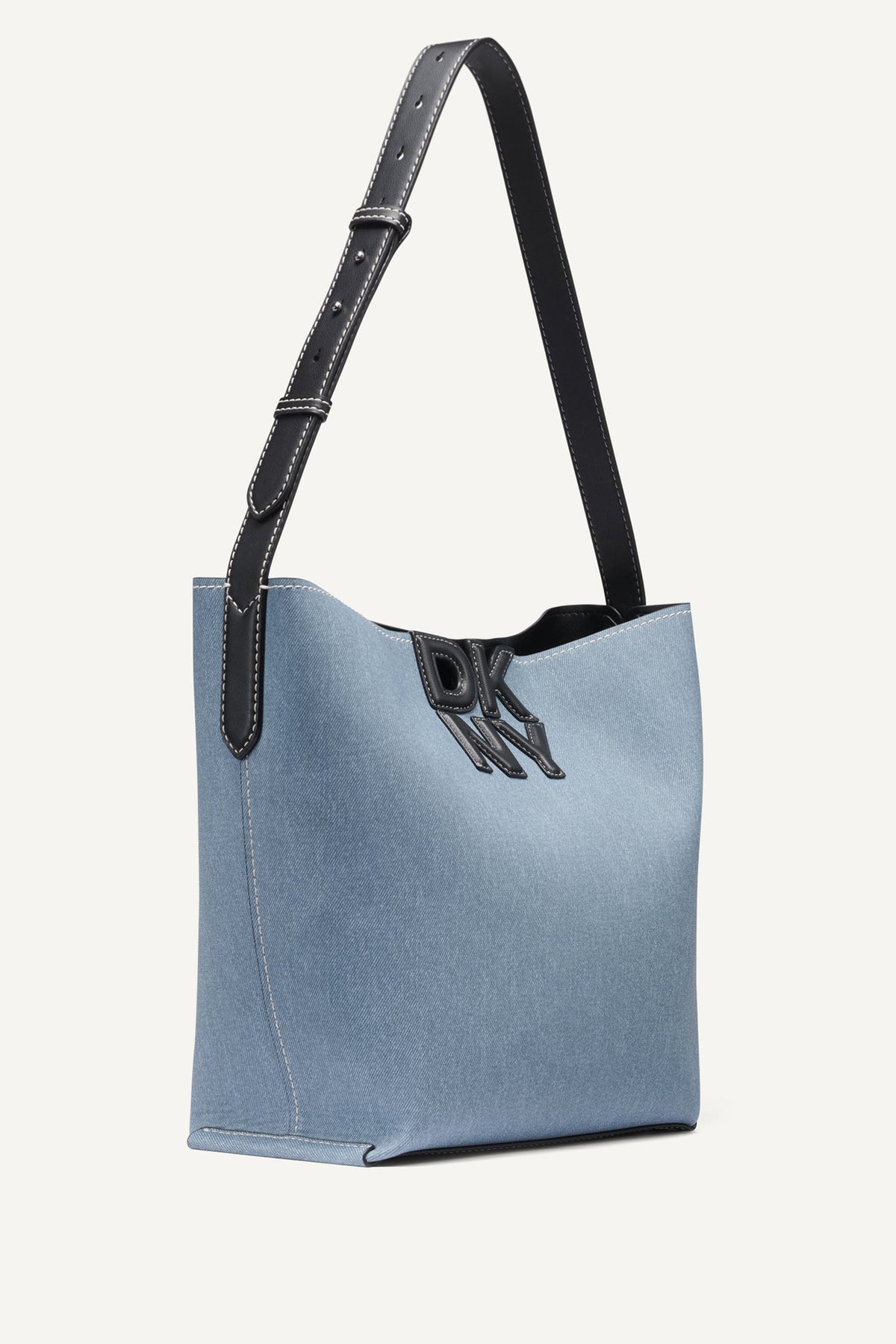 NICOLE DENIM LOGO BUCKET BAG Denim | DKNY