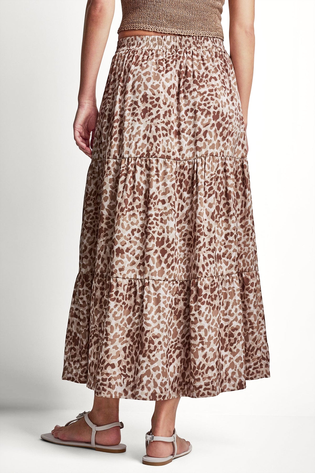 TIERED SATIN PRINTED SKIRT Disguise Woodsmoke | DKNY