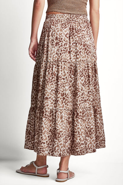 TIERED SATIN PRINTED SKIRT Disguise Woodsmoke | DKNY