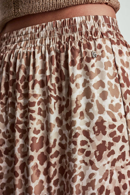 TIERED SATIN PRINTED SKIRT Disguise Woodsmoke | DKNY