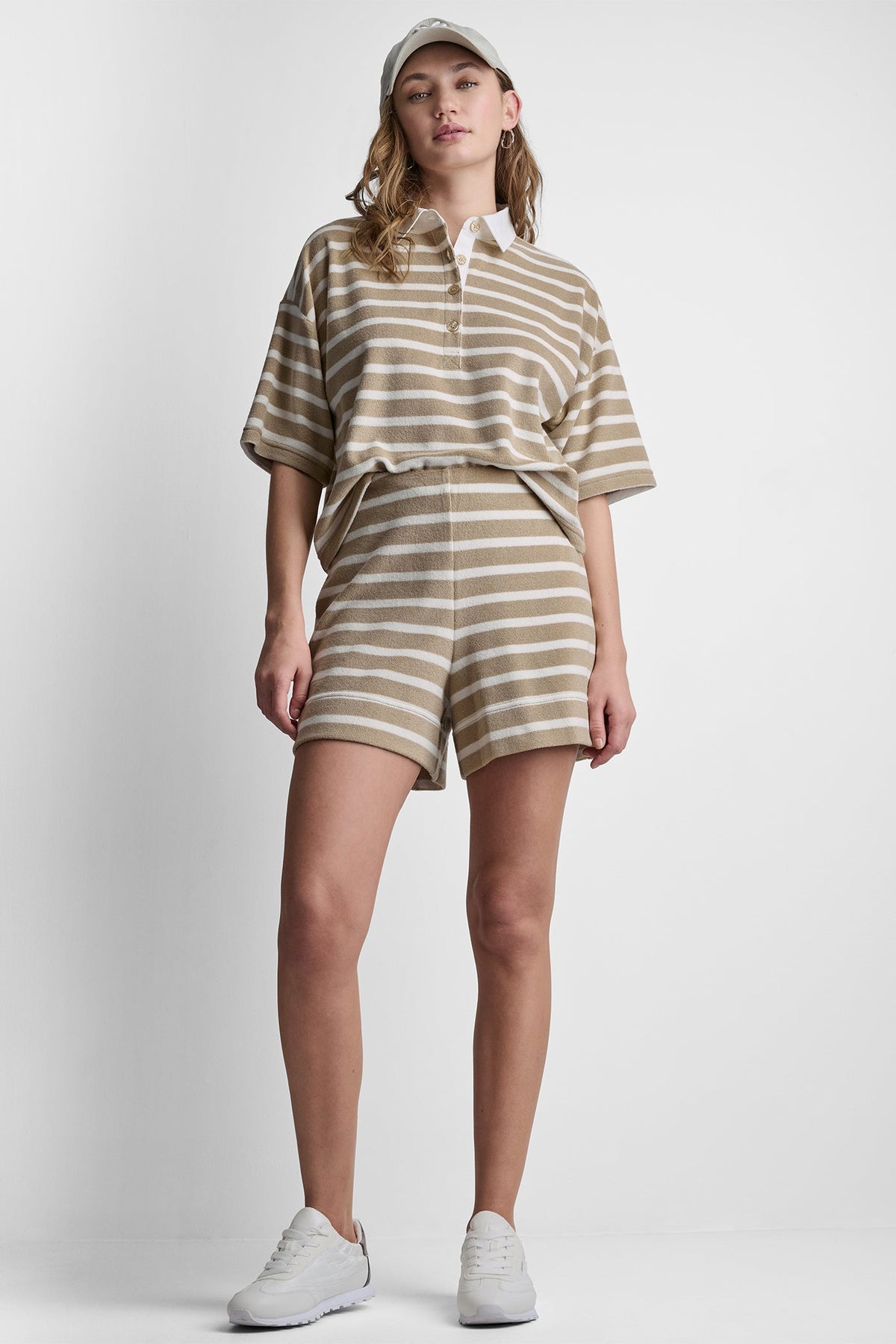 TOWELLING TERRY HIGH-RISE SHORT Travertine/Eggnog | DKNY