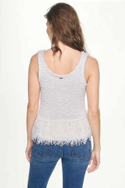 CROPPED FRINGE TANK Travertine | DKNY