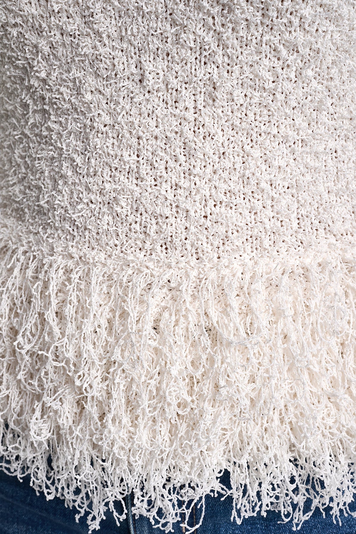 CROPPED FRINGE TANK Travertine | DKNY