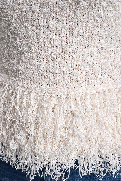 CROPPED FRINGE TANK Travertine | DKNY