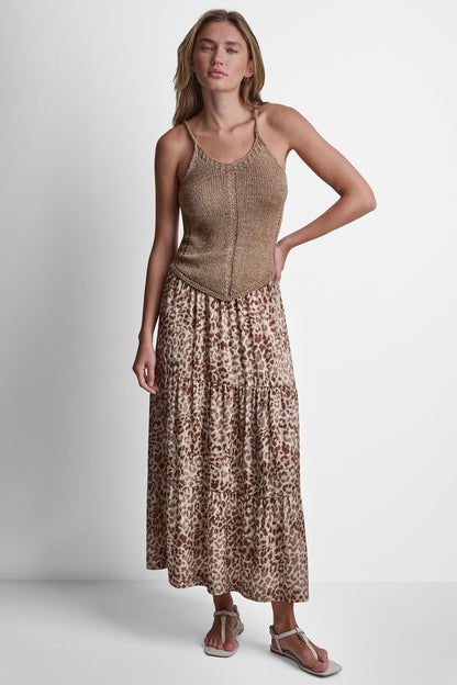 CURVED HEM RIB DETAIL CAMI Woodsmoke/White | DKNY