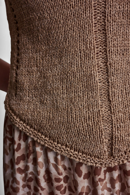 CURVED HEM RIB DETAIL CAMI Woodsmoke/White | DKNY