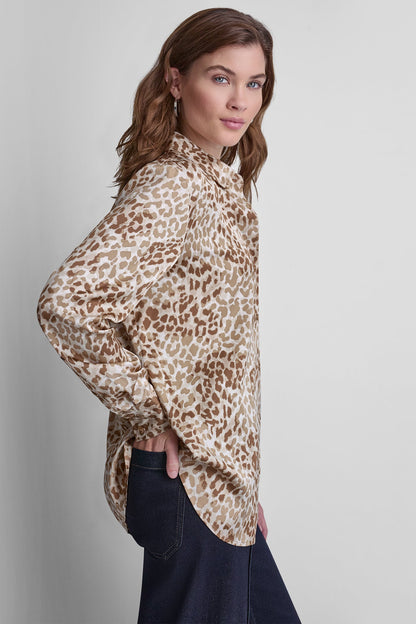 BUTTON FRONT PRINTED BLOUSE Disguise Woodsmoke | DKNY