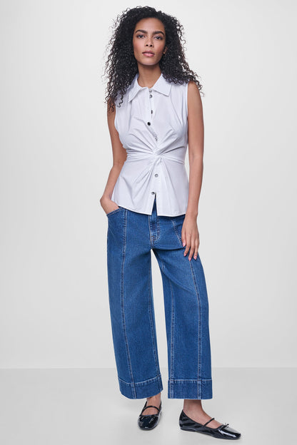 POPLIN TWIST FRONT SHIRT Chestnut | DKNY