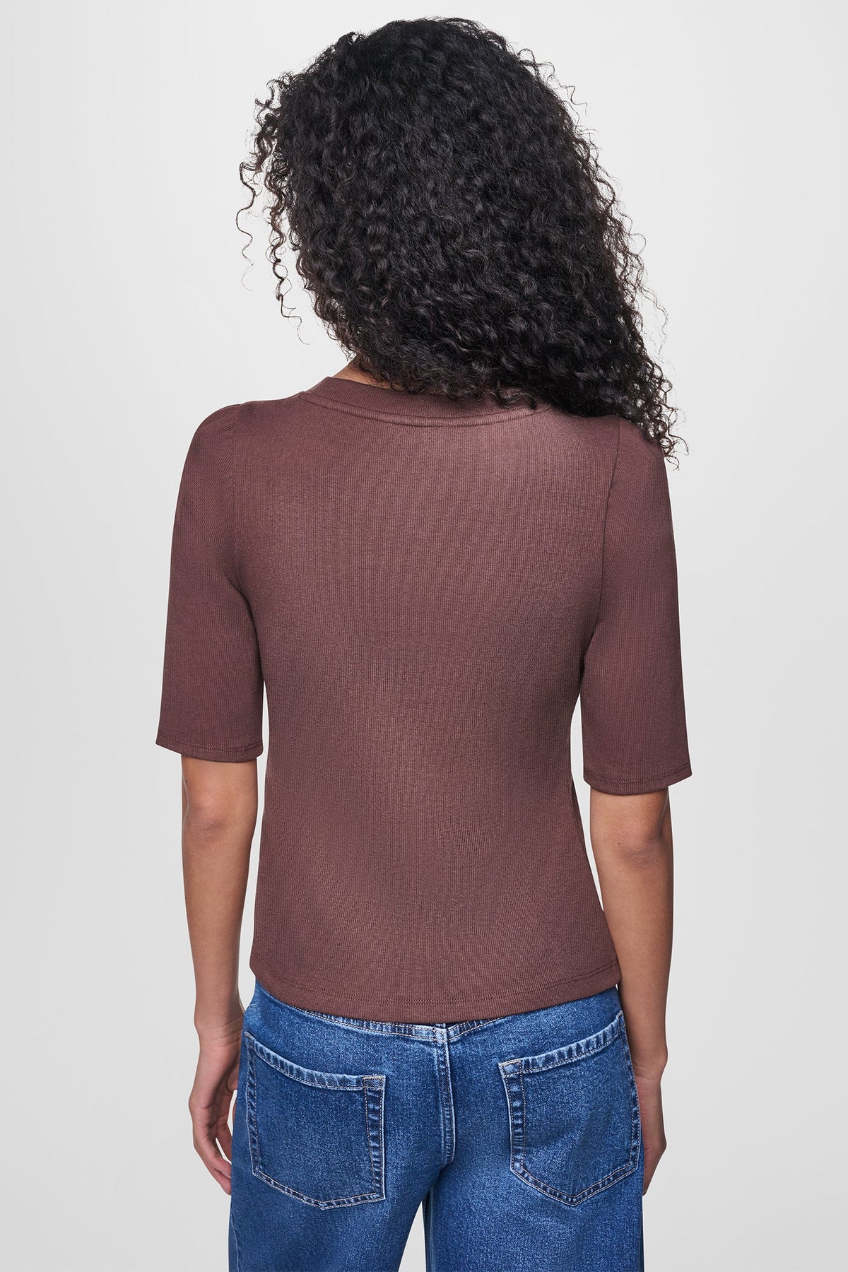 SHORT SLEEVE ASYMMETRIC TOP Chestnut | DKNY