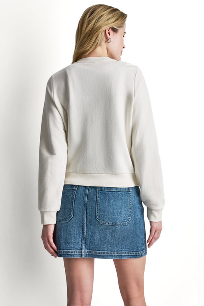 BUTTON FRONT SHRUNKEN LOGO JACKET Eggnog | DKNY