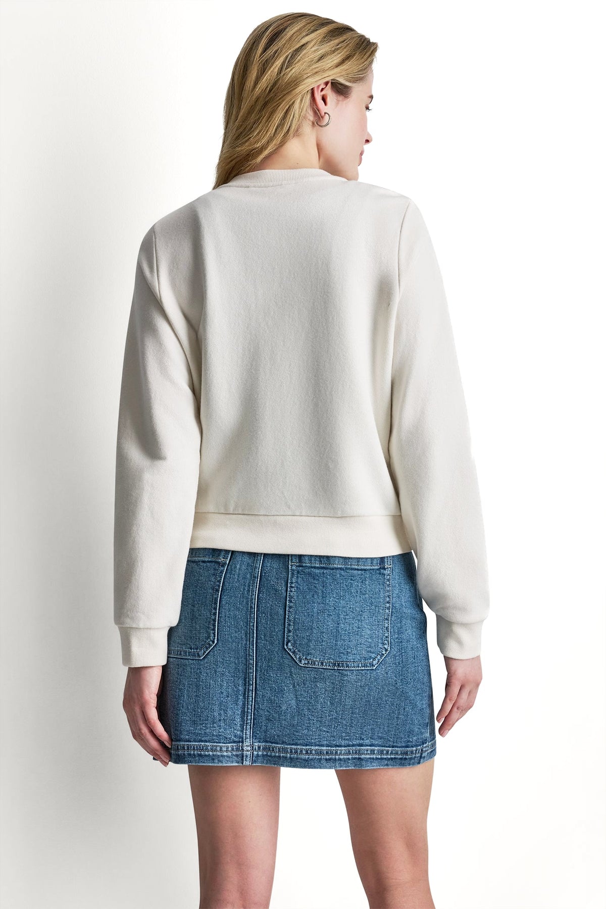 BUTTON FRONT SHRUNKEN LOGO JACKET Eggnog | DKNY