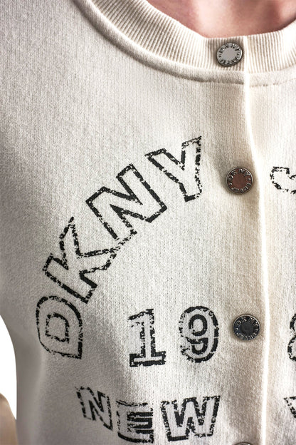 BUTTON FRONT SHRUNKEN LOGO JACKET Eggnog | DKNY