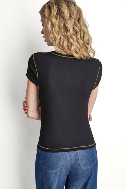 CONTRAST STITCH KNIT TOP Coconut | DKNY