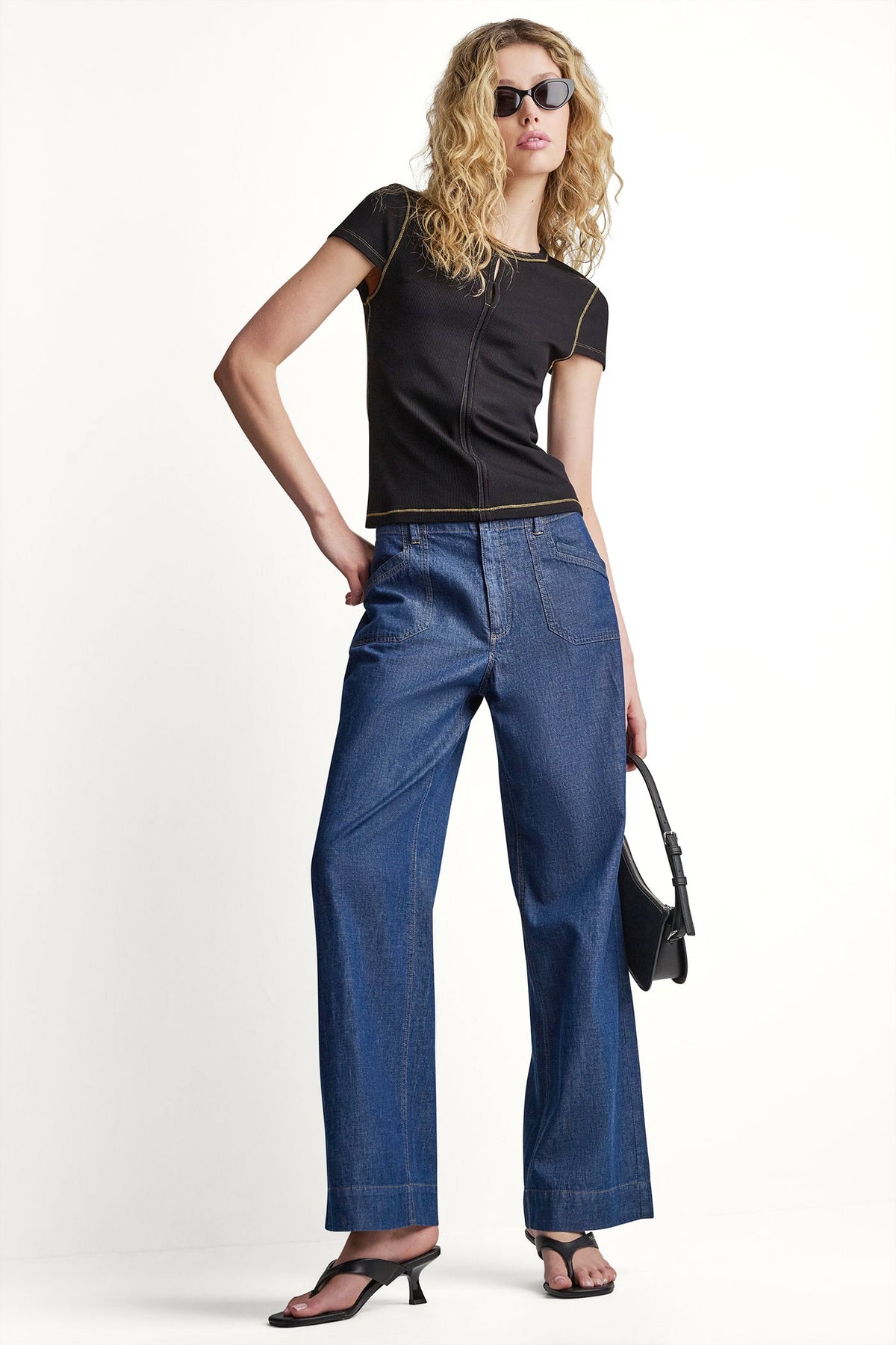 CONTRAST STITCH KNIT TOP Coconut | DKNY