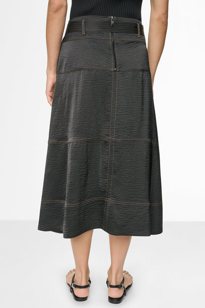 TIE WAIST CONTRAST STITCH MIDI SKIRT Dune | DKNY