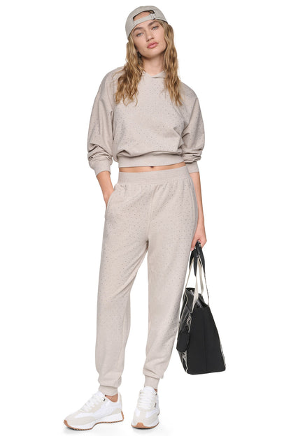 HIGH-RISE RHINESTONE JOGGER PANT Chestnut/Light Bronze | DKNY