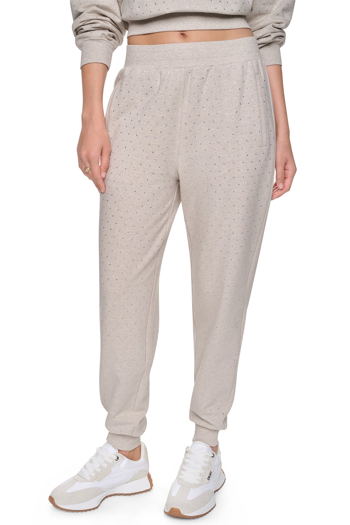 HIGH-RISE RHINESTONE JOGGER PANT Chestnut/Light Bronze | DKNY