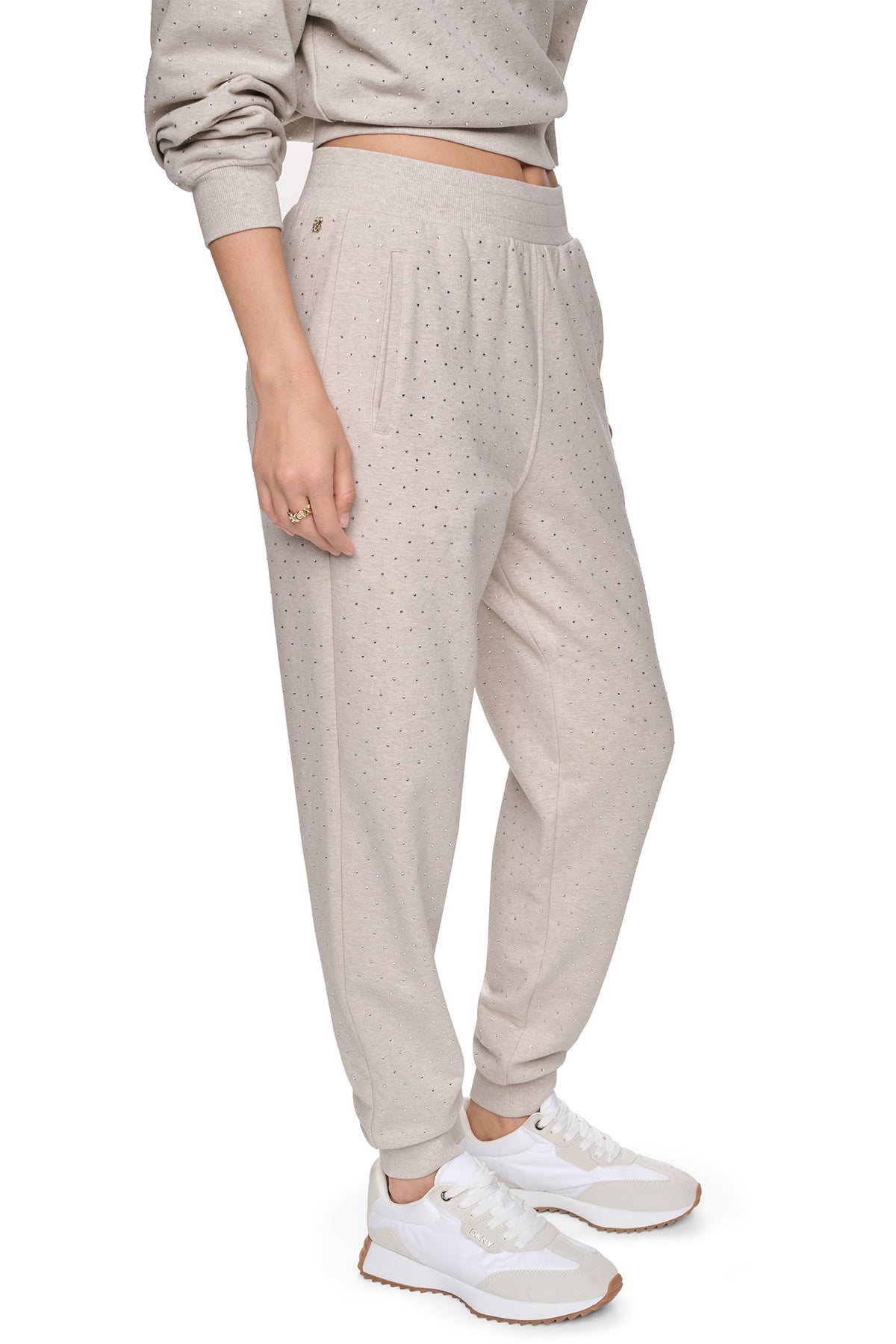 HIGH-RISE RHINESTONE JOGGER PANT Chestnut/Light Bronze | DKNY