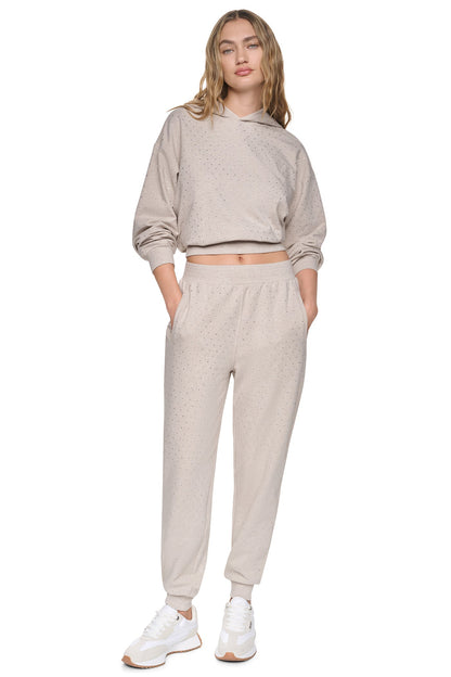 HIGH-RISE RHINESTONE JOGGER PANT Chestnut/Light Bronze | DKNY