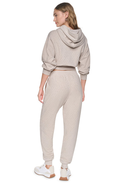 HIGH-RISE RHINESTONE JOGGER PANT Chestnut/Light Bronze | DKNY