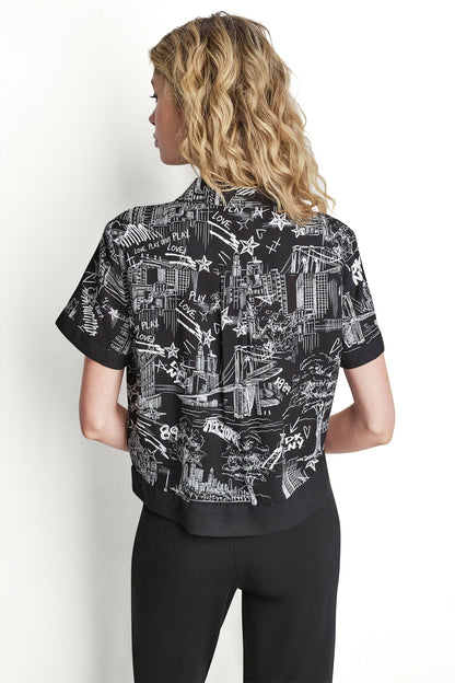 PRINTED CAMP SHIRT NY Toile White | DKNY