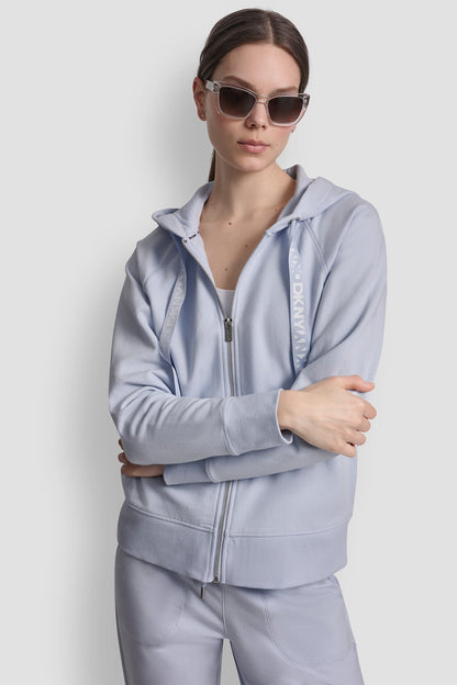 TWO-TONE LOGO DRAWSTRING HOODIE Punch | DKNY