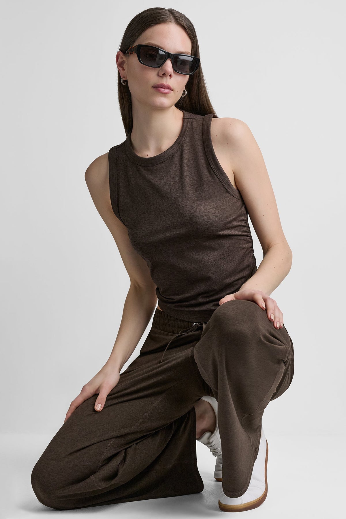 SPACEDYE TANK WITH RUCHING Mesa Rose Spacedye | DKNY