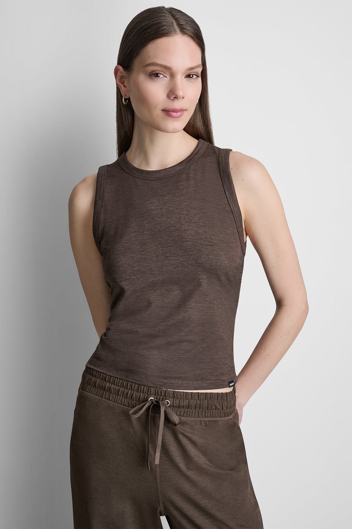 SPACEDYE TANK WITH RUCHING Mesa Rose Spacedye | DKNY
