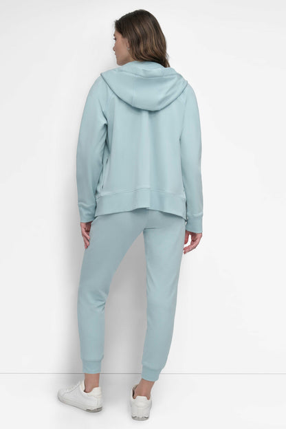 TWO-TONE LOGO DRAWSTRING HOODIE Pearl Grey Heather | DKNY