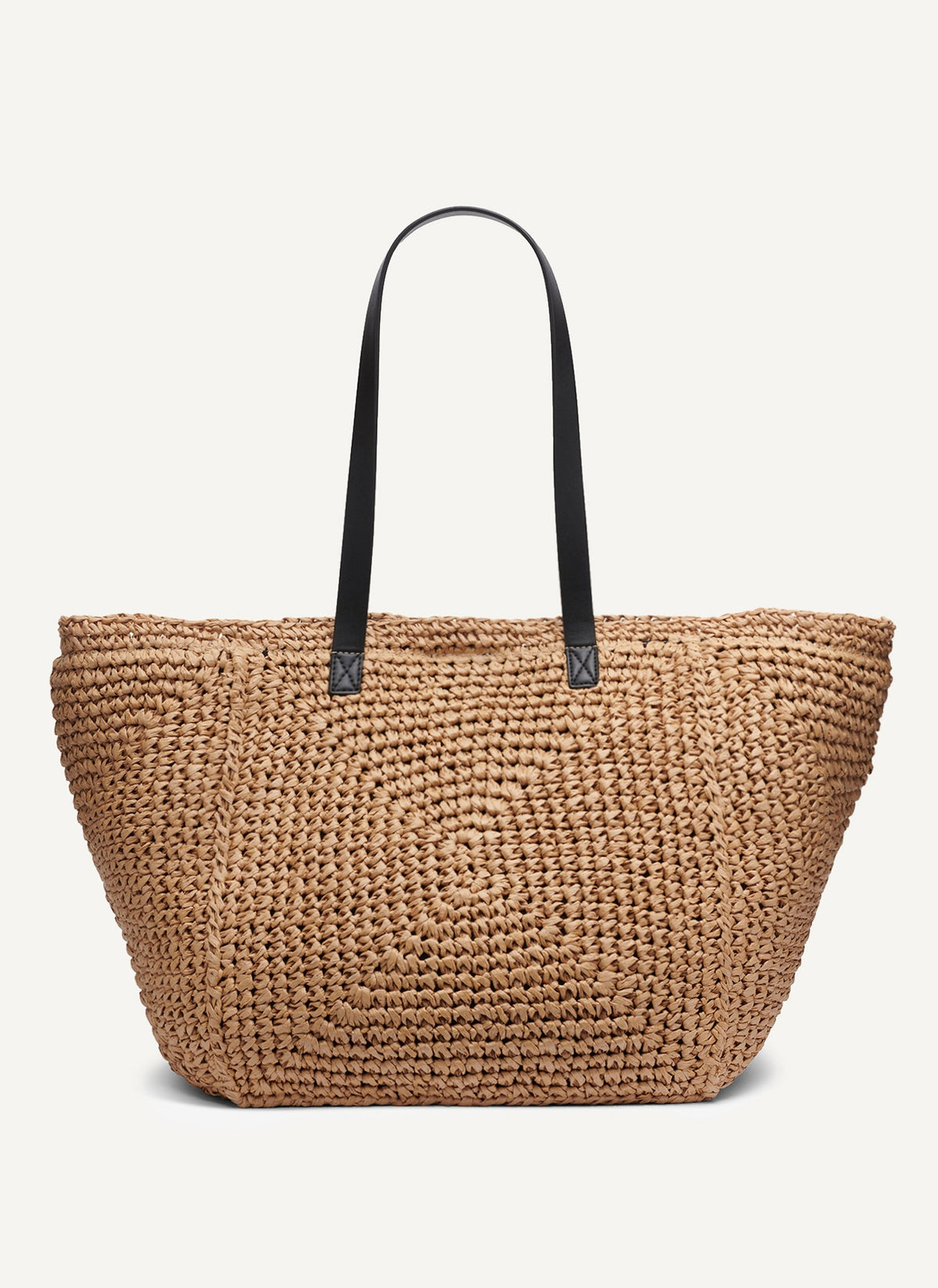 PALOMA CROCHET STRAW LOGO TOTE Natural/Black | DKNY
