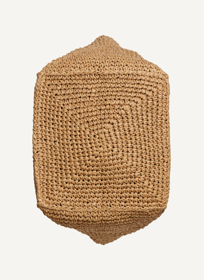 PALOMA CROCHET STRAW LOGO TOTE Natural/Black | DKNY
