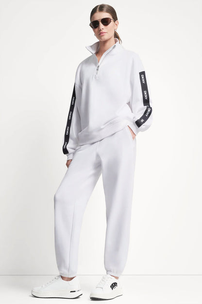 LOGO QUARTER-ZIP SWEATSHIRT White | DKNY