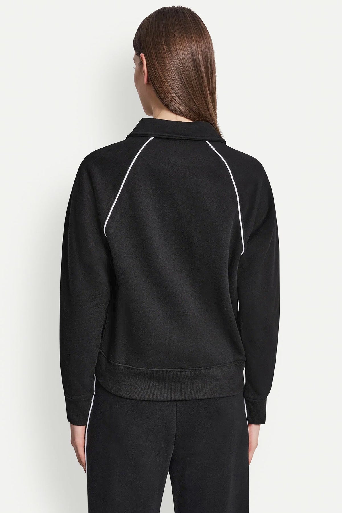 PIPED LOGO POLO SWEATSHIRT Black/White | DKNY