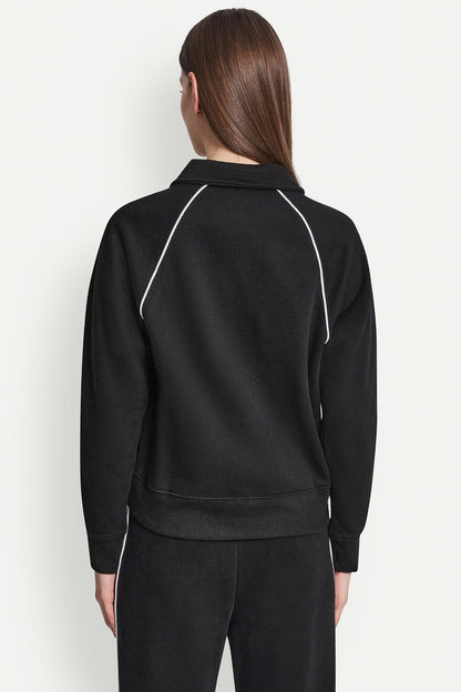 PIPED LOGO POLO SWEATSHIRT Black/White | DKNY