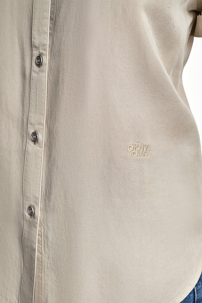 GARMENT DYE BUTTON-FRONT SHIRT Chambray | DKNY
